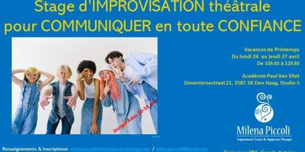 Annonce - Milena Piccoli : Stage d'improvisation théâtrale - Du 24 au 27 avril 2023